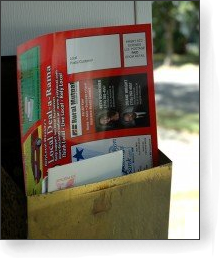 Image Promoting Michigan Local Coupon Mailer in an Actual Mailbox